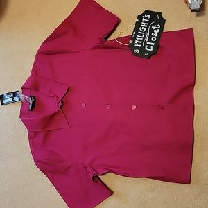 Saint Tropez Wear Top 12 Button Up Short Sleeve Plum Purple New